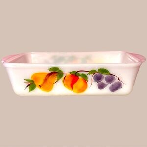 Fire King Gay Fad Fruit Bakeware Casserole Dish 1960’s